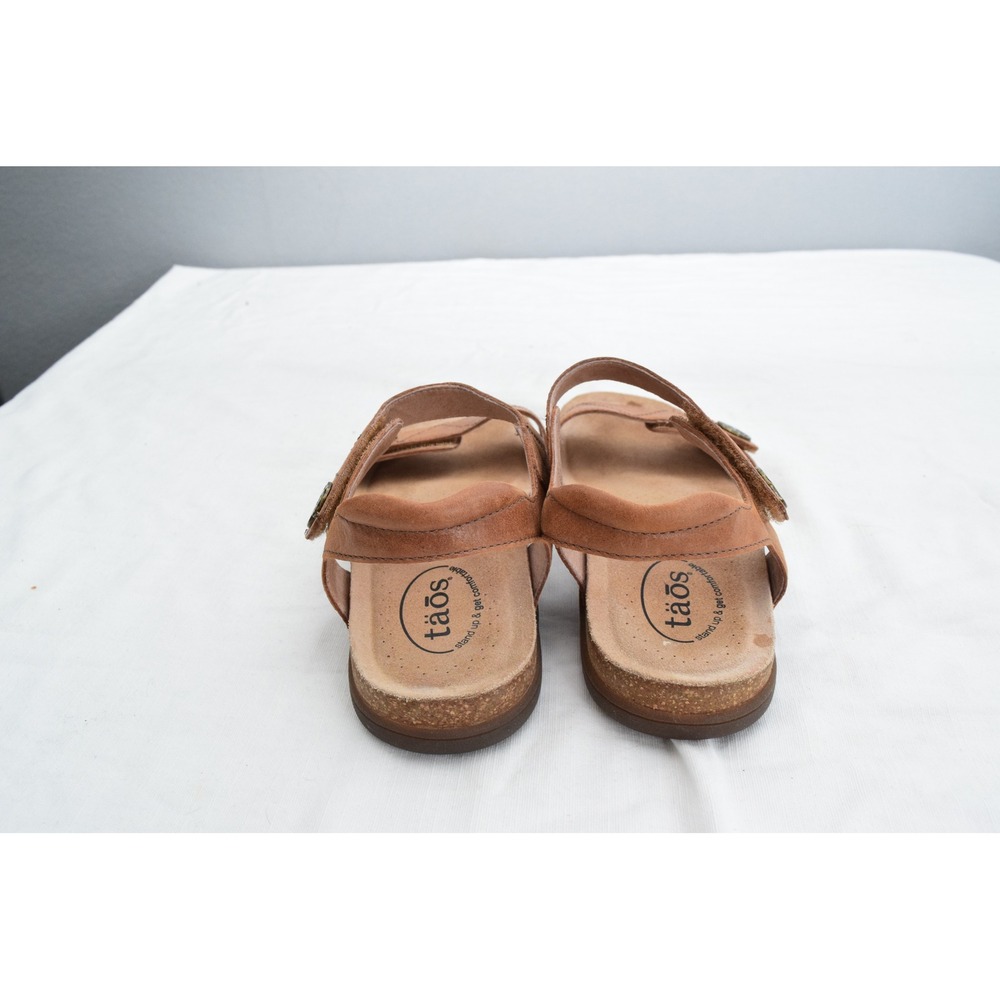 Taos Pioneer Leather Sandals 10 Tan Strappy Comfort Walking Womens Shoes - Picture 3 of 7